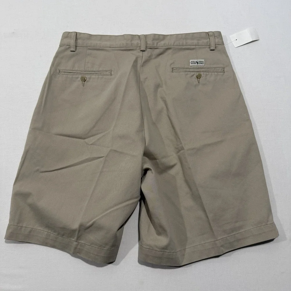 VTG 90s NWT Polo Ralph Lauren Tyler Short Mens 33 Tan Khaki Pleated Chino Shorts